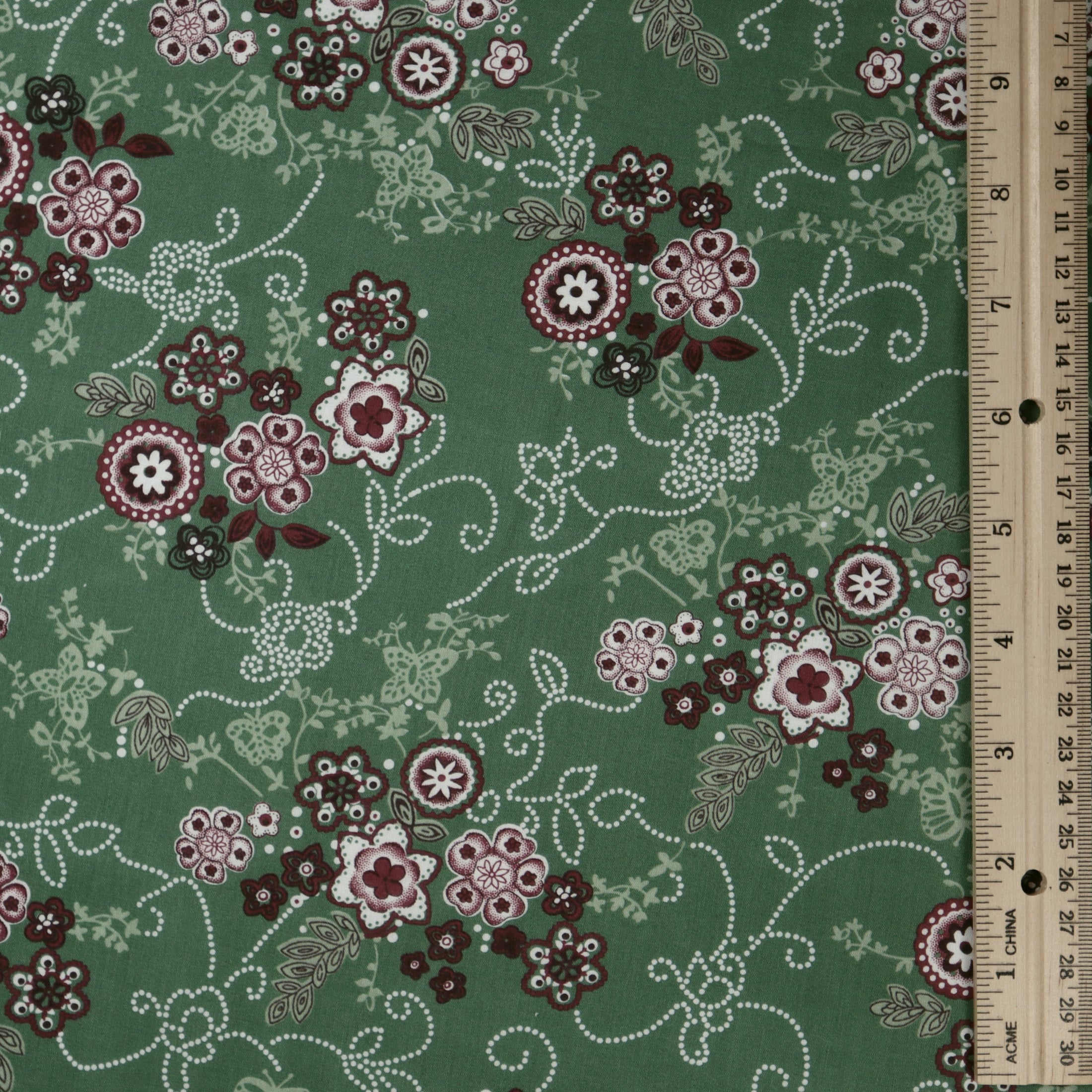 (Whimsical Print/ Green/Burgundy)