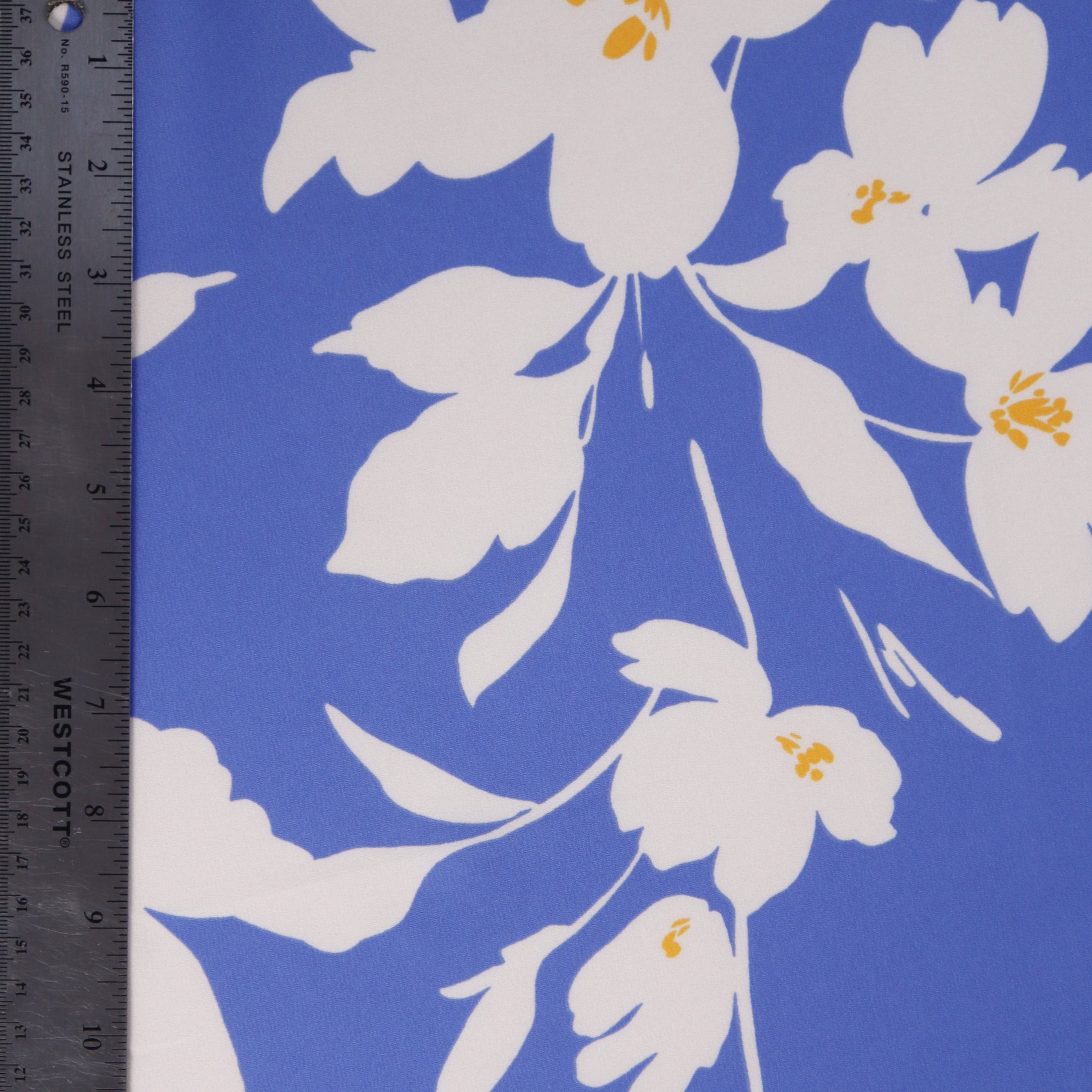 (Floral Silhouette/ Cornflower/Ivory)