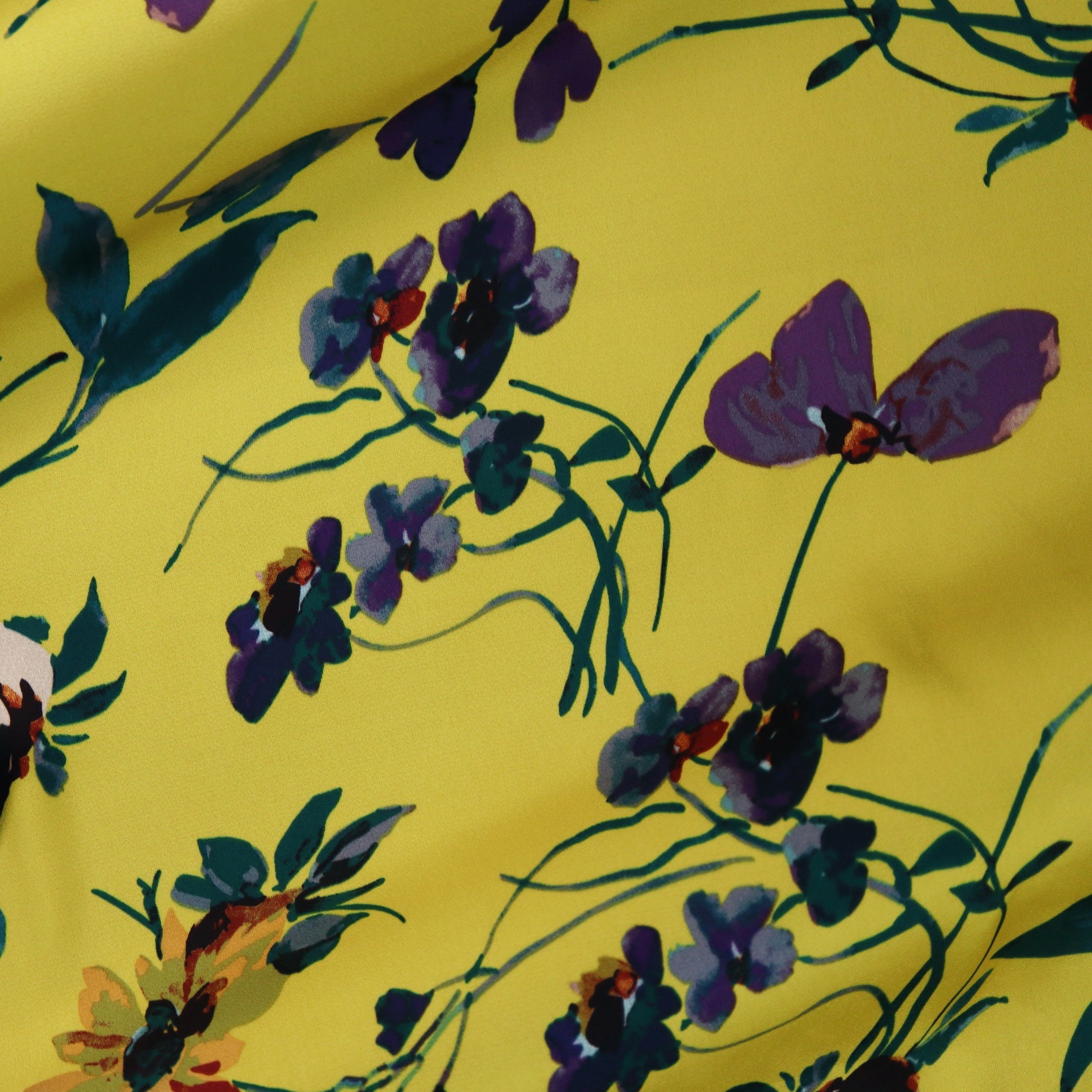 (Painterly Floral/ Chartreuse/Violet)