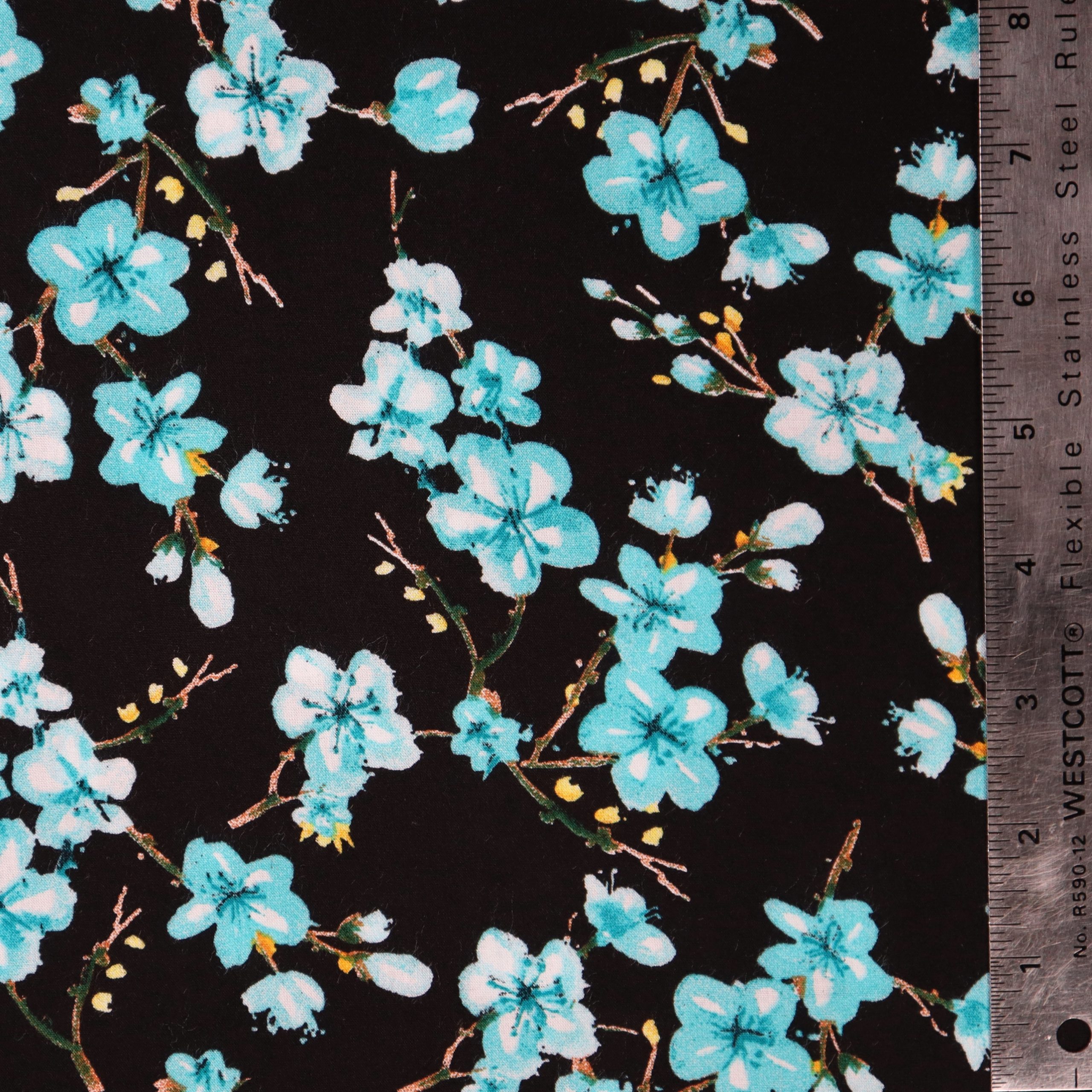 Floral a-4/ black/turquoise
